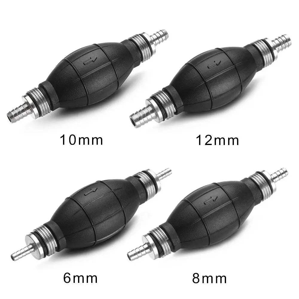 6mm/8mm/10mm/12mm Black Rubber Aluminum Manual Fuel Pump Hand Primer Oil Gasoline Petrol Diesel Liquid Transfer Pump