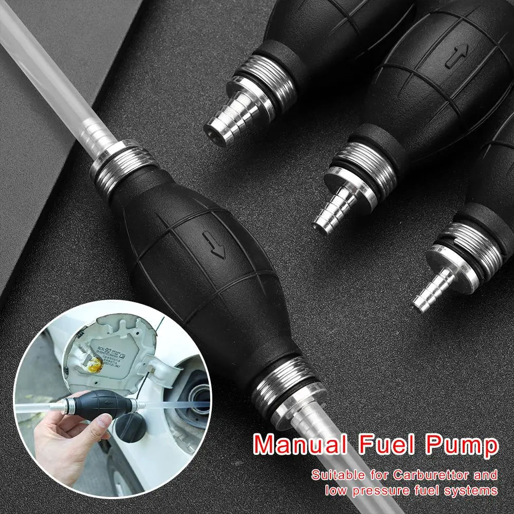 6mm/8mm/10mm/12mm Black Rubber Aluminum Manual Fuel Pump Hand Primer Oil Gasoline Petrol Diesel Liquid Transfer Pump