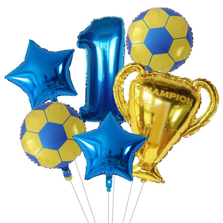 6pcs Boys Football Trophy Helium Balloons 32&amp;quot; Green Blue Red Digit Number Balloon 1 1 / 30nch