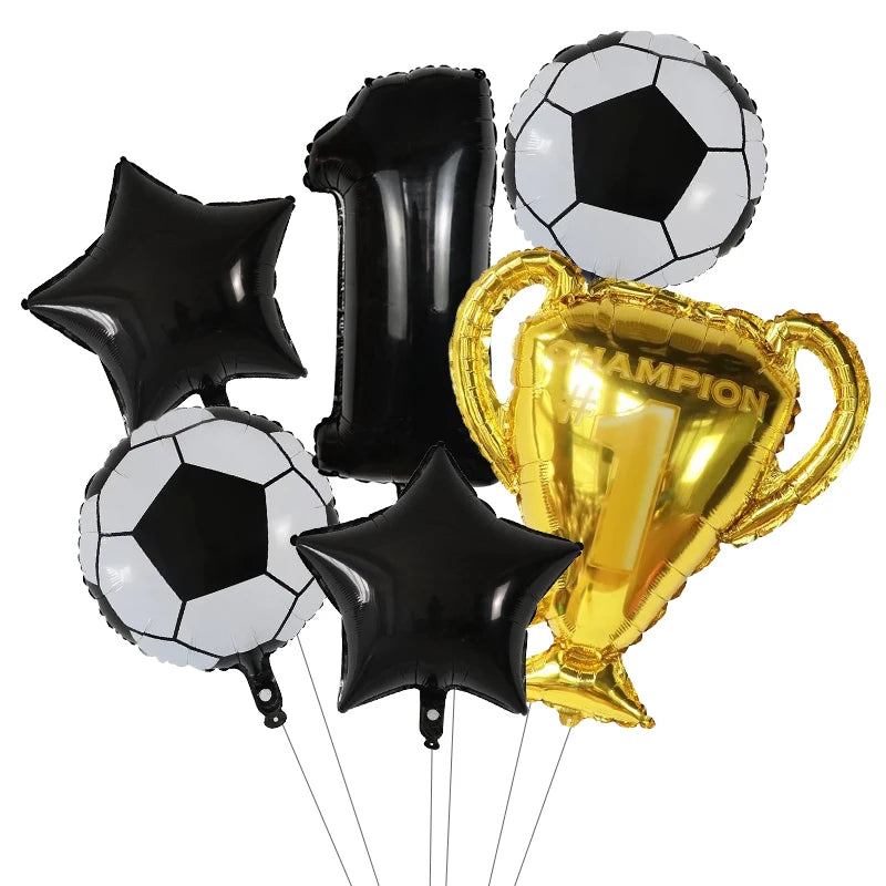 6pcs Boys Football Trophy Helium Balloons 32&amp;quot; Green Blue Red Digit Number Balloon 1 / 30nch