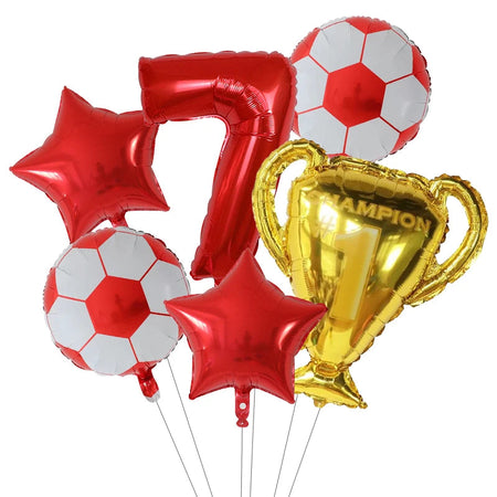 6pcs Boys Football Trophy Helium Balloons 32&amp;quot; Green Blue Red Digit Number Balloon 7 1 / 30nch
