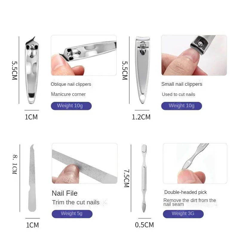 7-Piece Stainless Steel Manicure Pedicure Set for Convenient Grooming