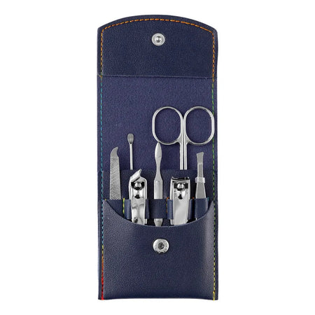 7-Piece Stainless Steel Manicure Pedicure Set for Convenient Grooming Blue