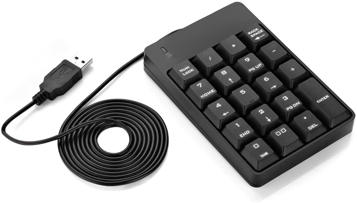 USB Numeric Keypad, Jelly Comb 19 Key Wired Mini Number Keyboard For Laptop Desktop Computer PC - Black