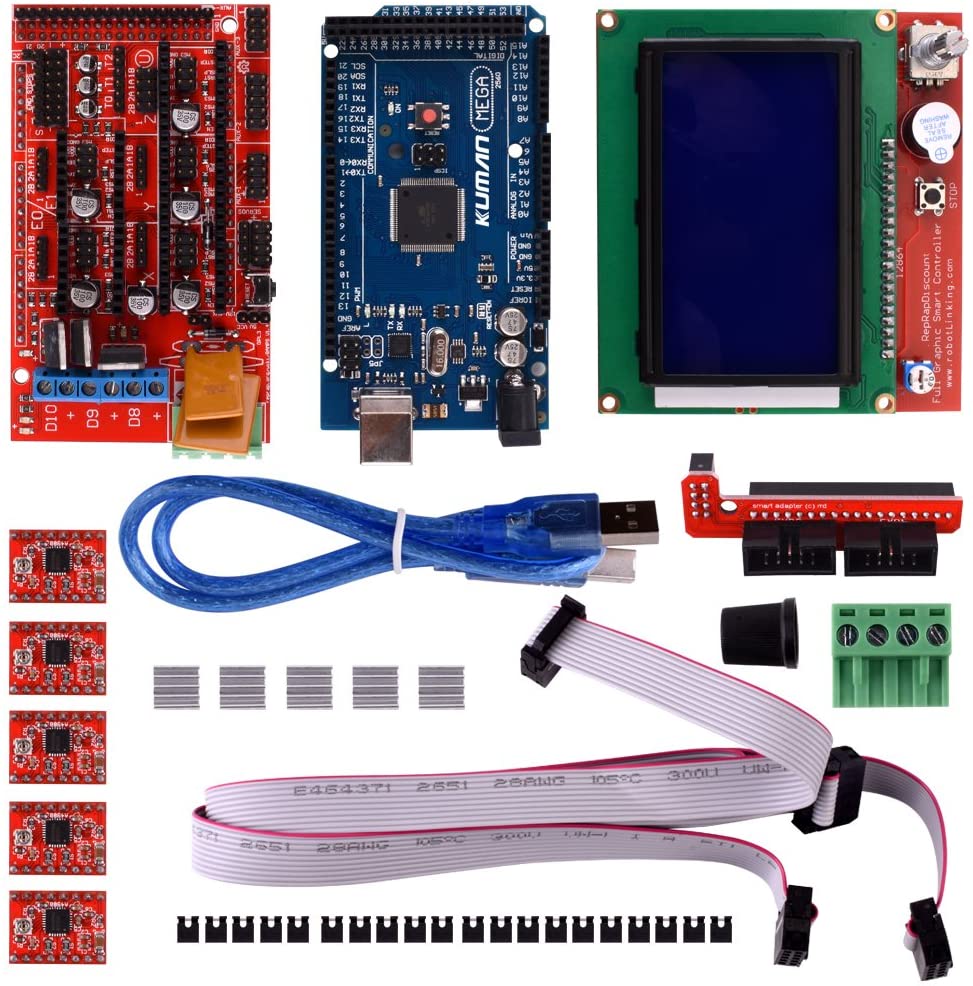 Kuman K17 3D Printer Controller Kit For Arduino Electronic Projects Robot Kits With Mega 2560 R3 +RAMPS 1.4 + A4988 Stepper Motor Driver+ LCD 12864 K17