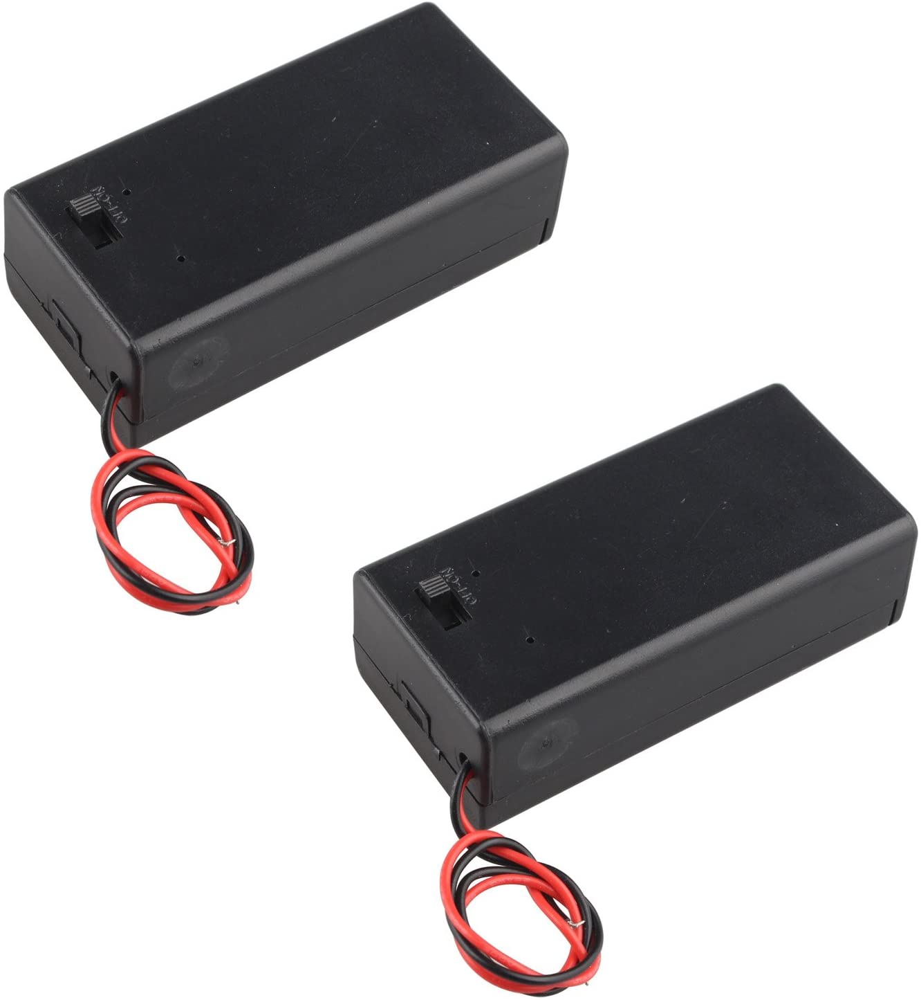 HALJIA 2Pcs 9V Battery Holder Box Case With Cover Switch On/Off Wire Lead