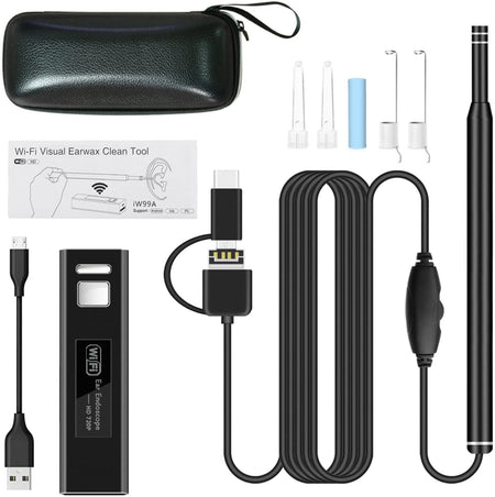 Ear Endoscope WiFi, HEYSTOP Wireless Digital Ear Cleaning Waterproof Otoscope Inspection Camera Portable HD Borescope With Earpick For IOS And Android Smartphones Windows MAC