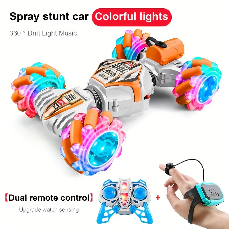 Gesture Sensing Deformation Car - Stunt Dump Truck - Off-road Climbing Four-wheel Drive Toy Car Dual remote control [orange and white]