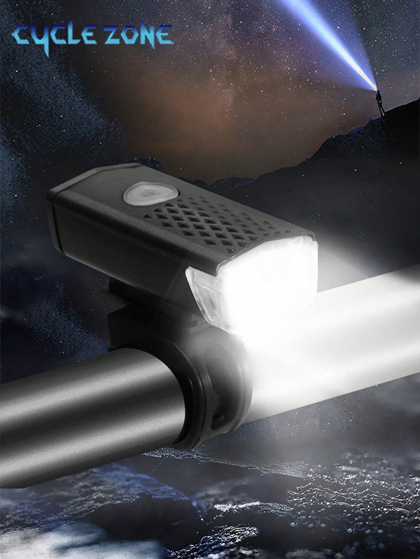 Super Bright USB Rechargeable Front Bike Light for Night Riding Black / One-Size