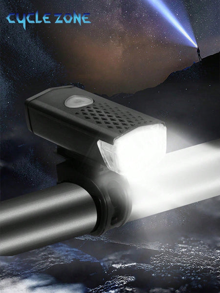 Super Bright USB Rechargeable Front Bike Light for Night Riding Black / One-Size