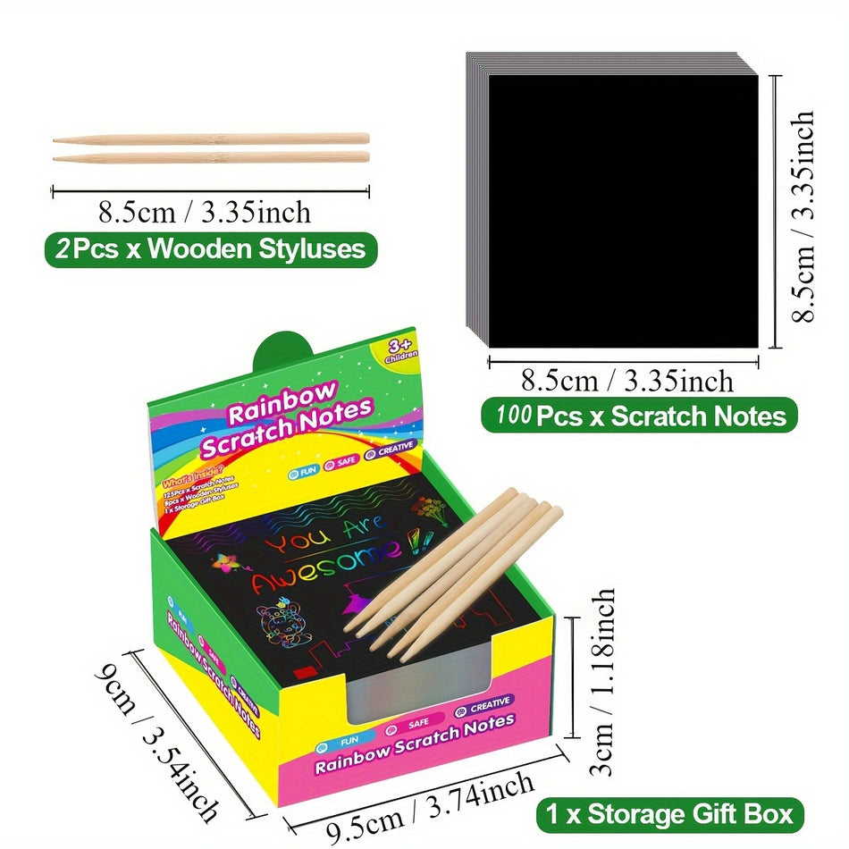 Rainbow Scratch Mini Art Notes 100PCS - DIY Party Supplies - Κύπρος