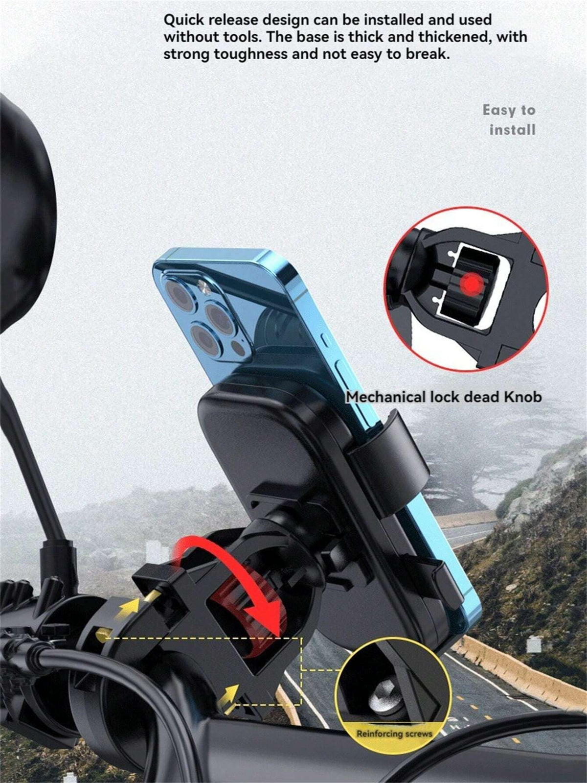 Multicolour Quick-Lock Electric Bike and Motorcycle Phone Holder