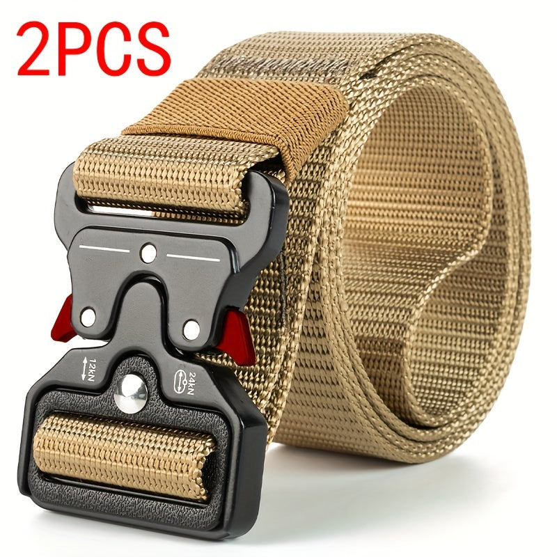 Tactical Multi-Function Men's Belt - Durable, Versatile, Perfect for Outdoor Adventures 2PCS Red Khaki / 124.99cm