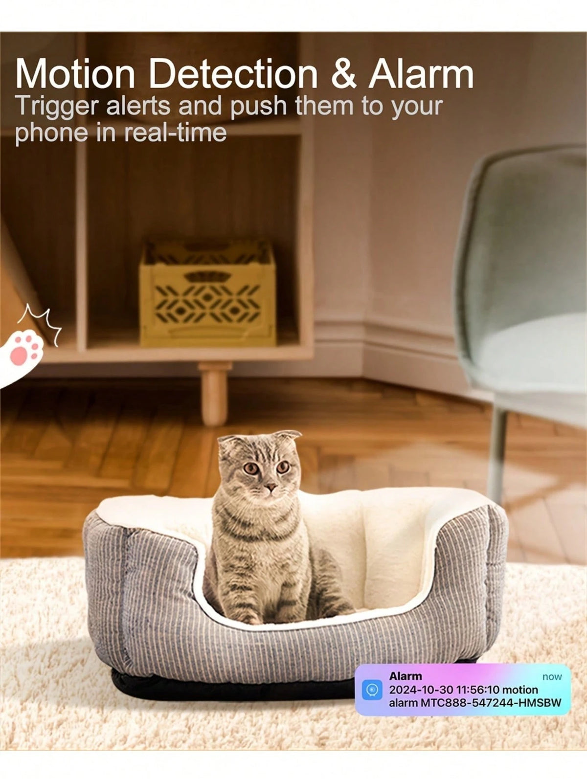 PNZEO W7 Mini Smart Home Security Camera - 1080P, Night Vision, Two-Way Audio