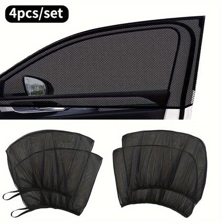 4pcs Car Anti-Mosquito Screen Window, Car Sunshade, Car Window Anti-mosquito Net, Car Curtain Sunshade Sunscreen Net 4pcs