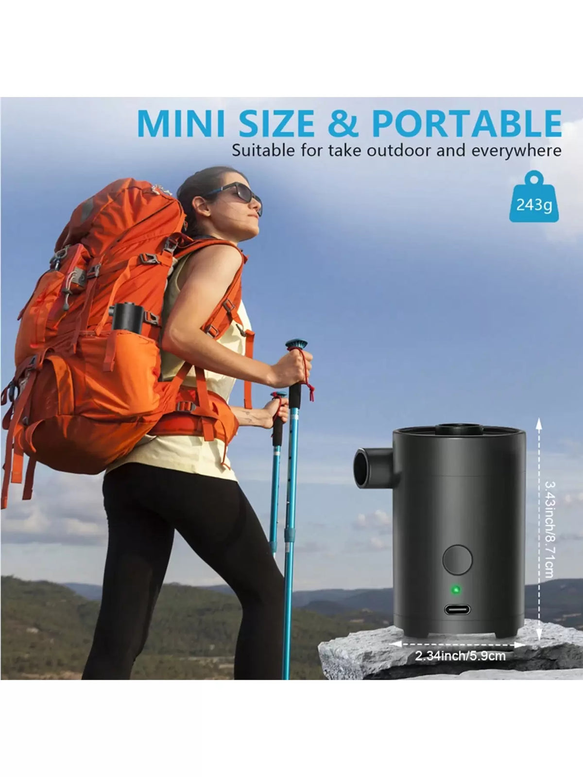 Portable Wireless Electric Air Pump for Camping &amp; Household Use
