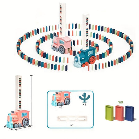 Domino Mini Train Automatic Building Blocks Toy Car Pink