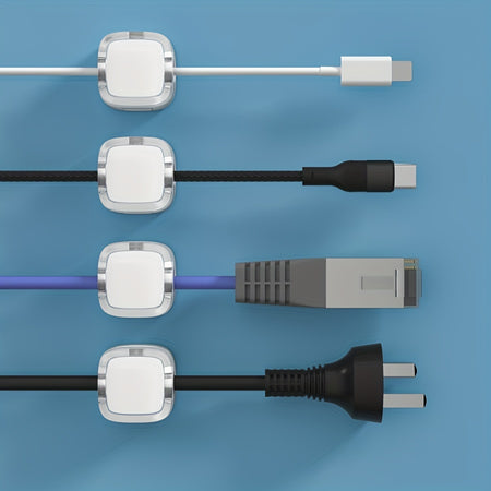 6pcs Magnetic Cable Clips - Cord Holder &amp; Under Desk Cable Management - Adhesive Wire Organizer For Home &amp; Office