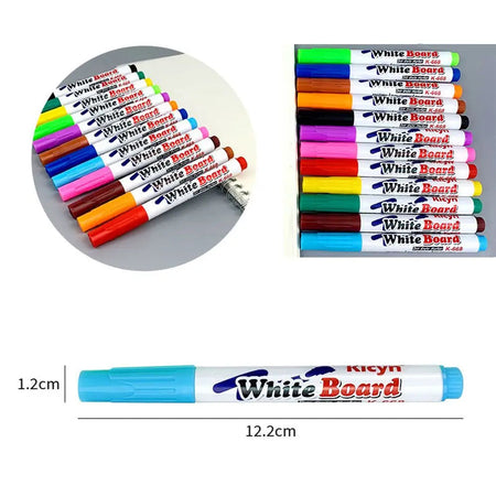 8/12 PCS Magical Water Painting Pen Erasable Floating Pen Colorful Mark Pen For Whiteboard Markers Writing Supplies