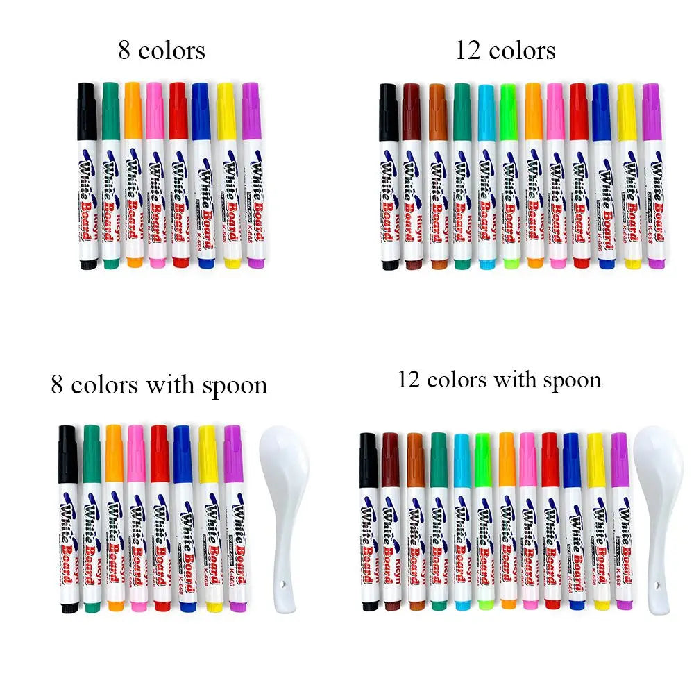 8/12 PCS Magical Water Painting Pen Erasable Floating Pen Colorful Mark Pen For Whiteboard Markers Writing Supplies