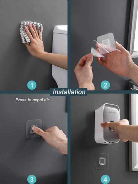 MENGNI Wall Mounted Automatic Toothpaste Dispenser &amp; Toothbrush Holder