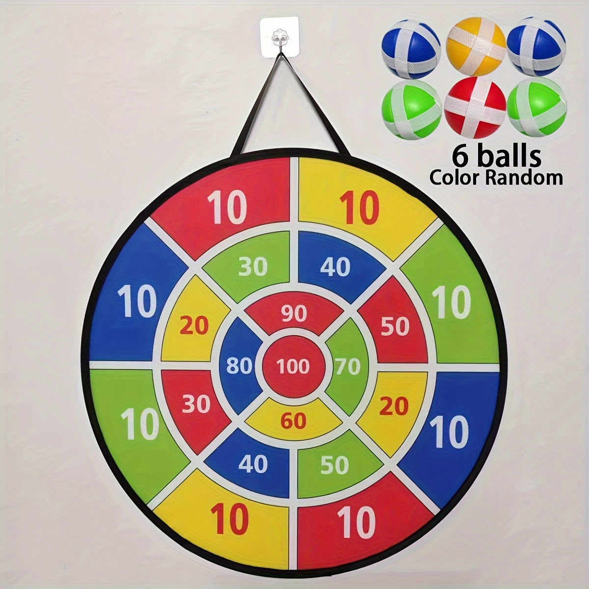 Large Sticky Dart Board Set with 12 Balls - Outdoor &amp; Indoor Toy for Kids in Large Dart Board + 6 Balls (free 1 Hook)