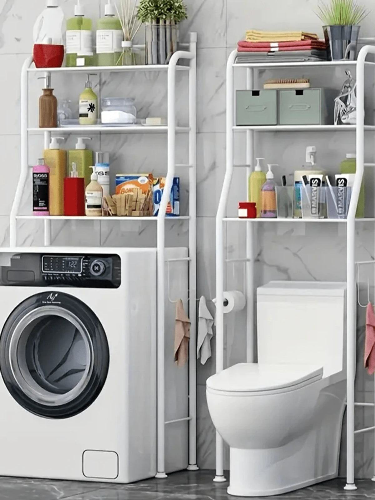 Elegant White Bathroom Cabinet Storage Rack - 45x25x160cm