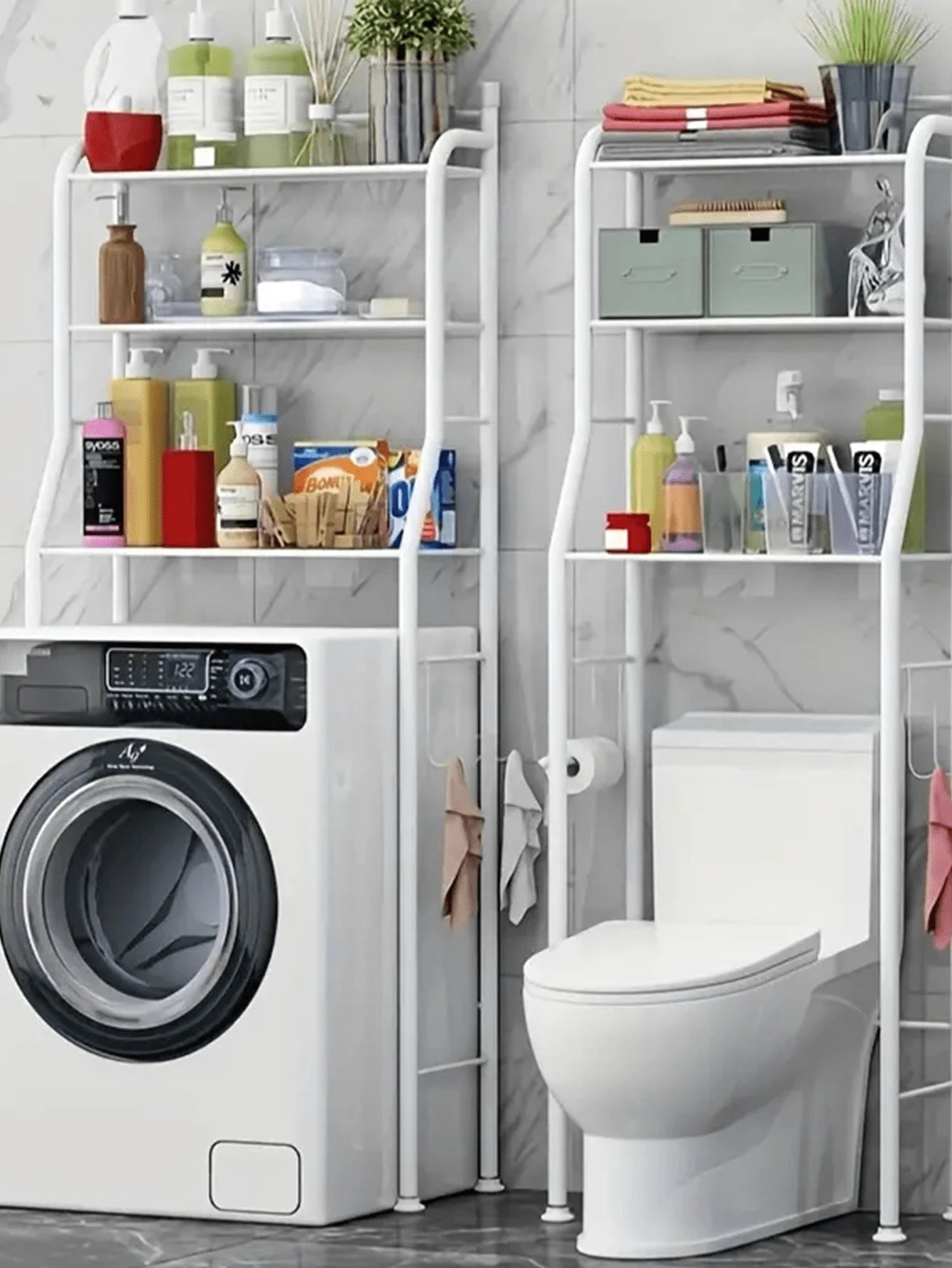 Elegant White Bathroom Cabinet Storage Rack - 45x25x160cm