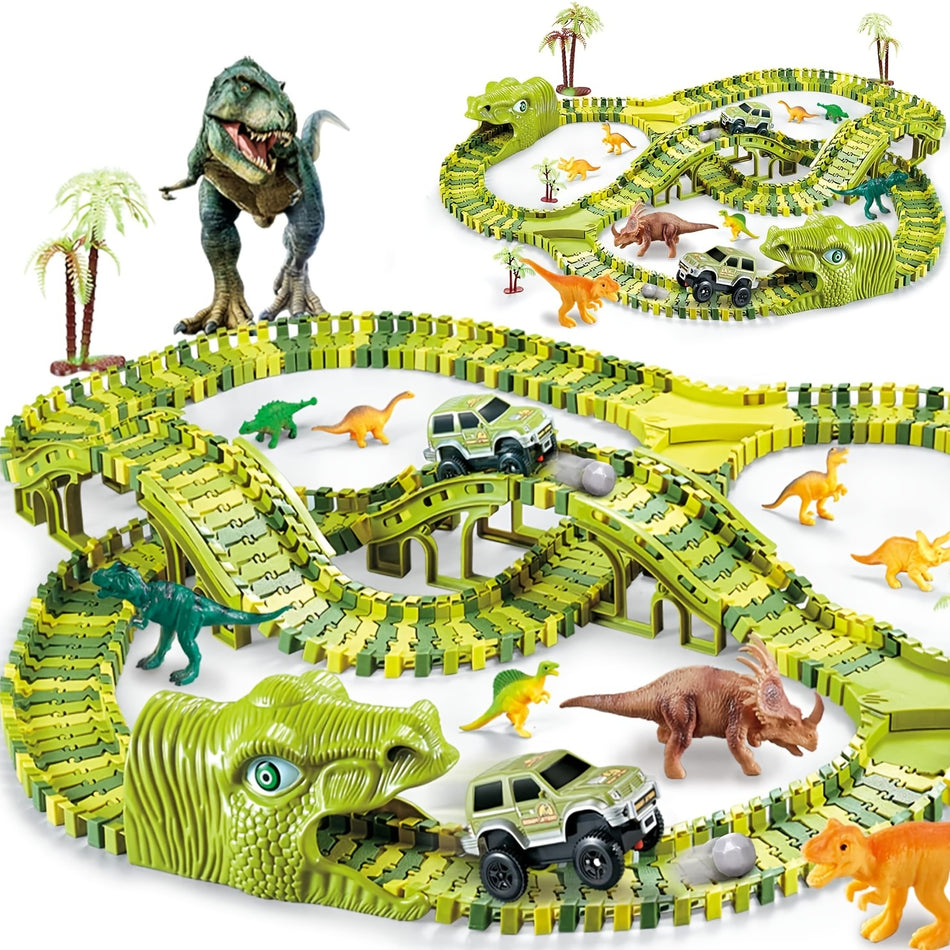 Dinosaur Toys Race Car Track Set - Create A Dinosaur World Road Race - 120/240pcs