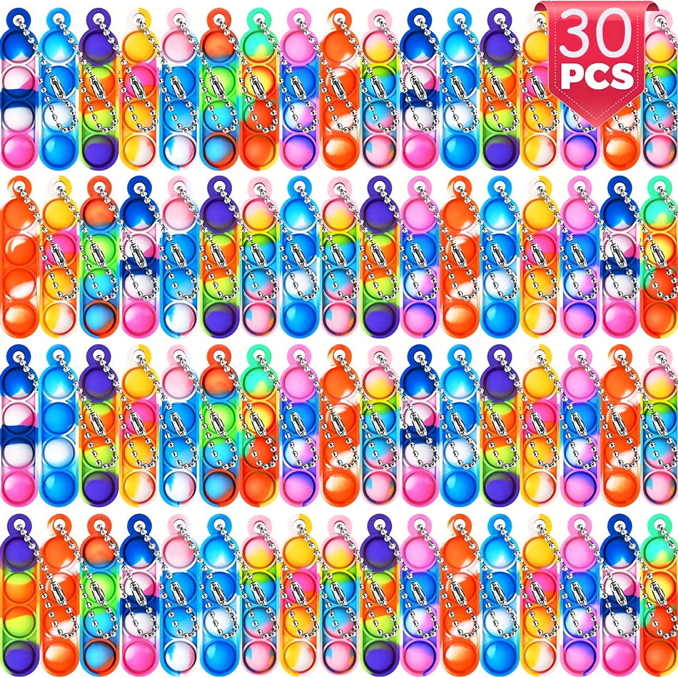 30pcs Mini Pop Fidget Toys Keychain Bulk Party Favors