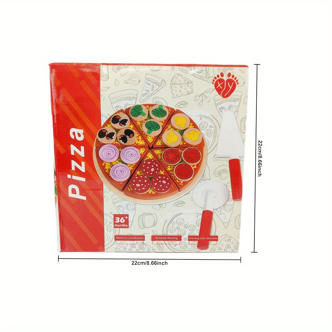 Wooden Simulation Vegetable Mushroom Pizza Cut Into Pieces Play House Toys