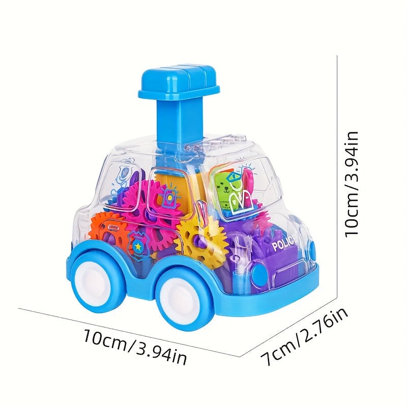 Children Cartoon Transparent Gear Toy Car - Educational Pull Back Car Model - Boy And Girl Gift