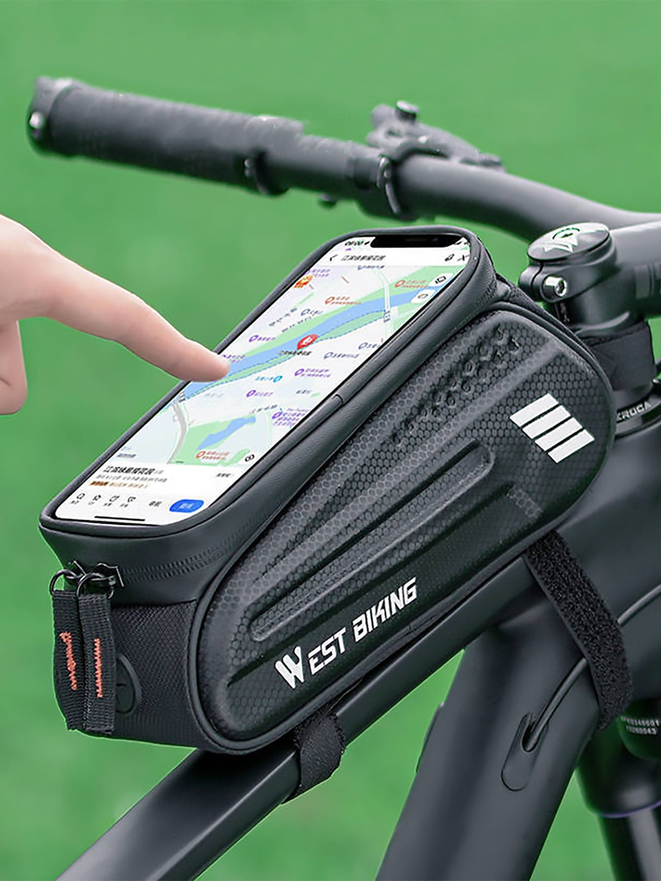 Bicycle Top Tube Hard Shell Bag with Touch Screen Holder for Cyclists One-Size
