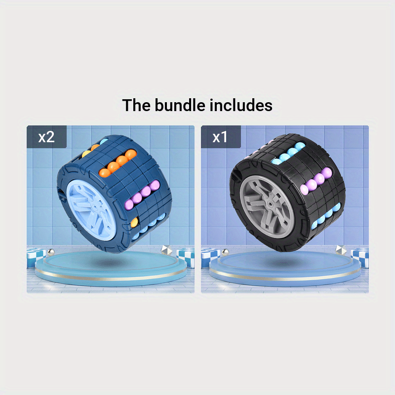 3D Cylinder Cube Educational Toy for Children - Red, Blue, Black Blue*2+Black