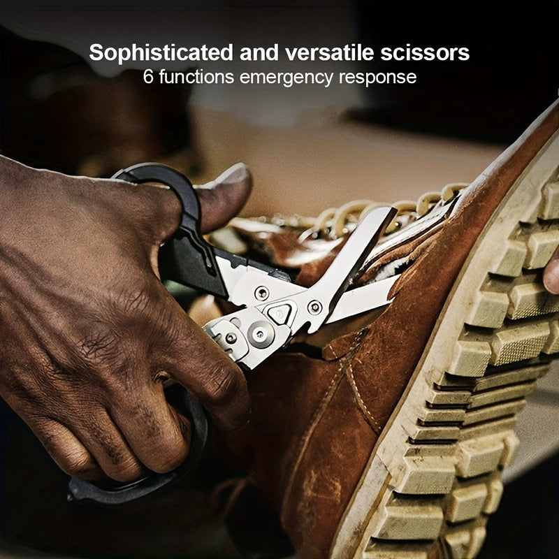 Tactical Stainless Steel Folding Scissors with Ergonomic Design