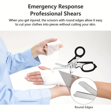 Tactical Stainless Steel Folding Scissors with Ergonomic Design