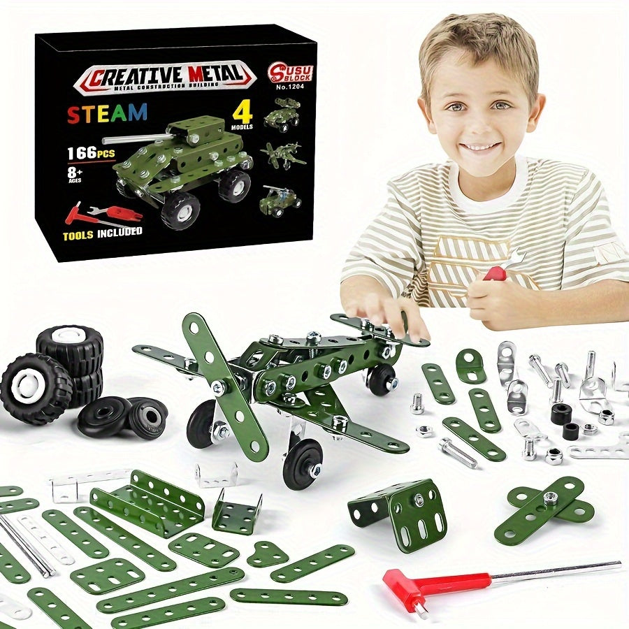 166pcs Military Series STEAM Building Blocks Green