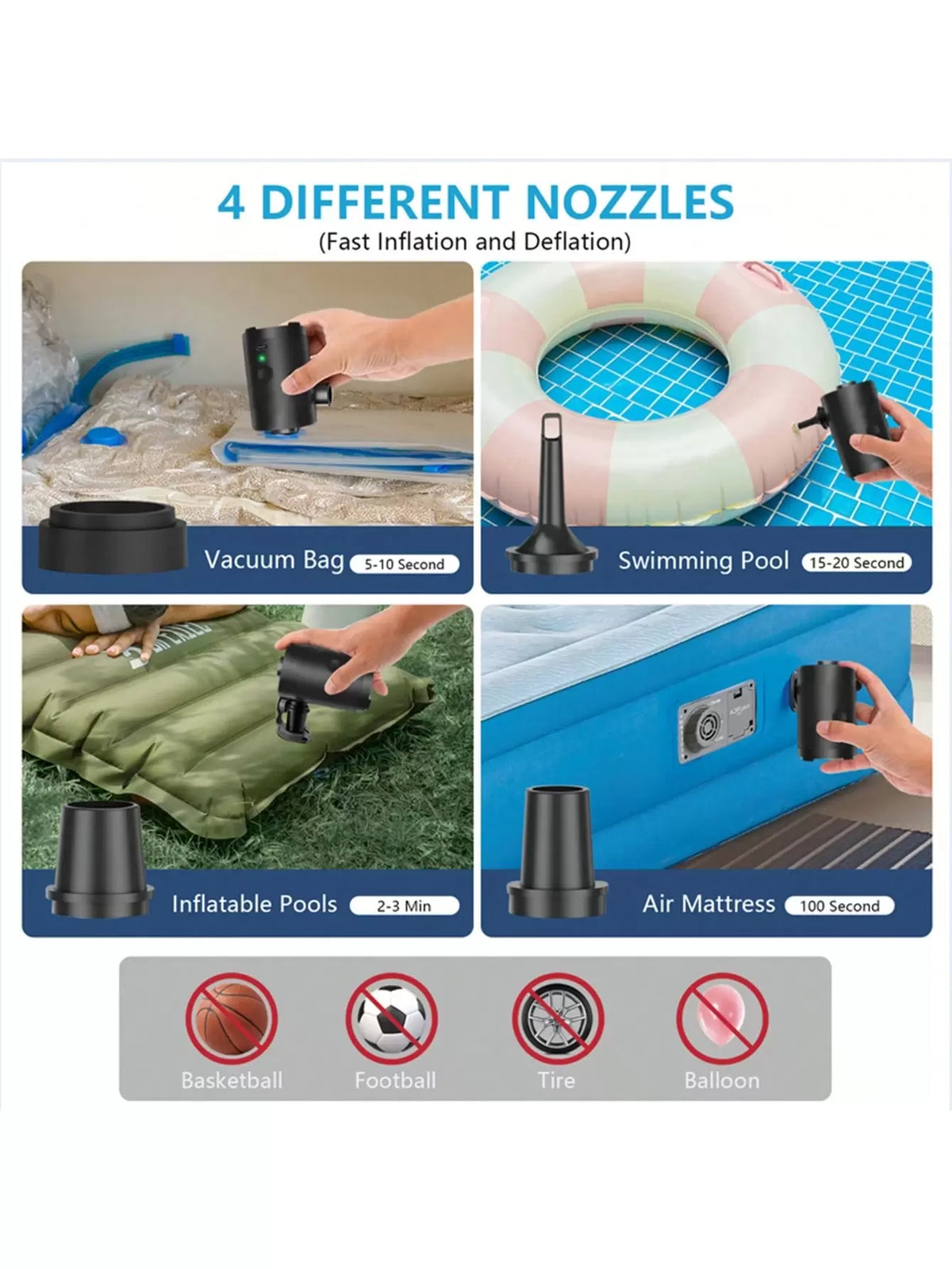 Portable Wireless Electric Air Pump for Camping &amp; Household Use