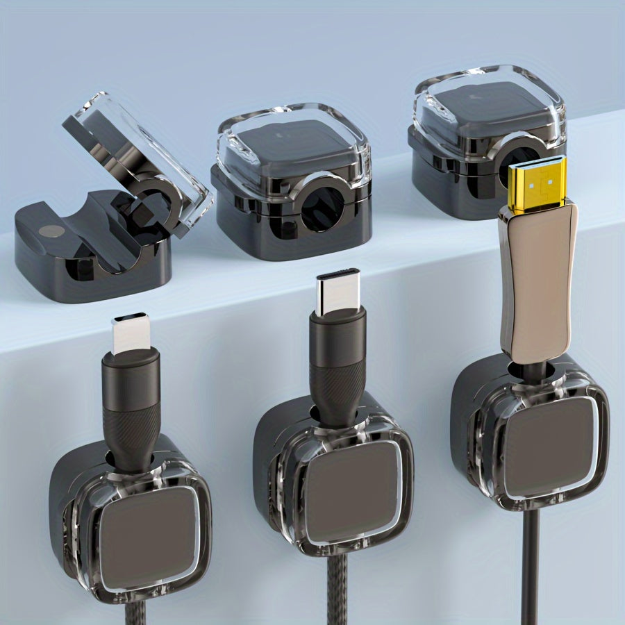 6pcs Magnetic Cable Clips - Cord Holder &amp; Under Desk Cable Management - Adhesive Wire Organizer For Home &amp; Office
