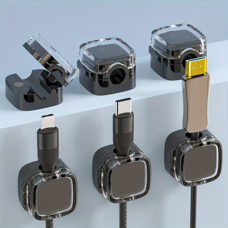 6pcs Magnetic Cable Clips - Cord Holder &amp; Under Desk Cable Management - Adhesive Wire Organizer For Home &amp; Office