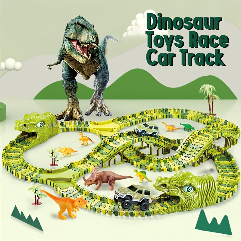 Dinosaur Toys Race Car Track Set - Create A Dinosaur World Road Race - 120/240pcs