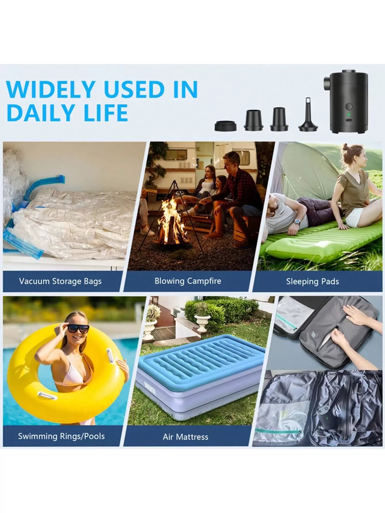 Portable Wireless Electric Air Pump for Camping &amp; Household Use