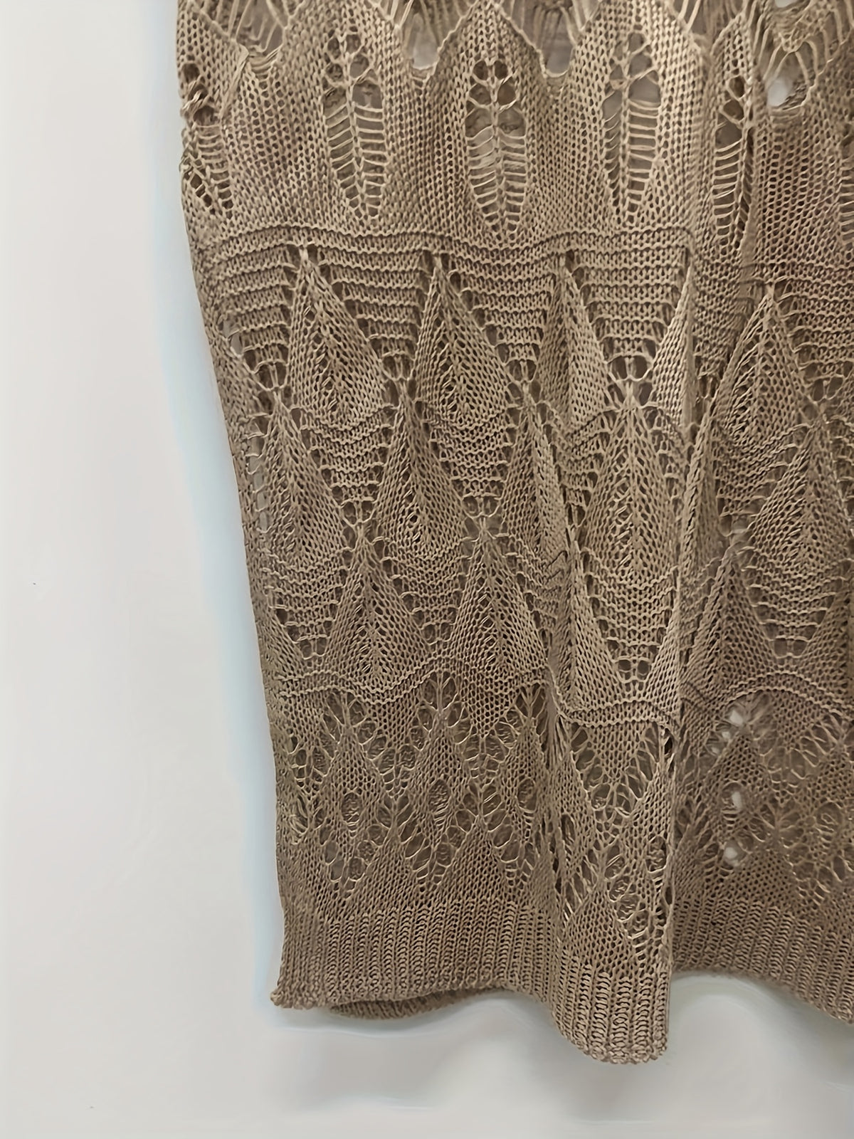 Semi-Sheer Lace Beach Cover-Up Dress with Side Slit and Cut-Out Details