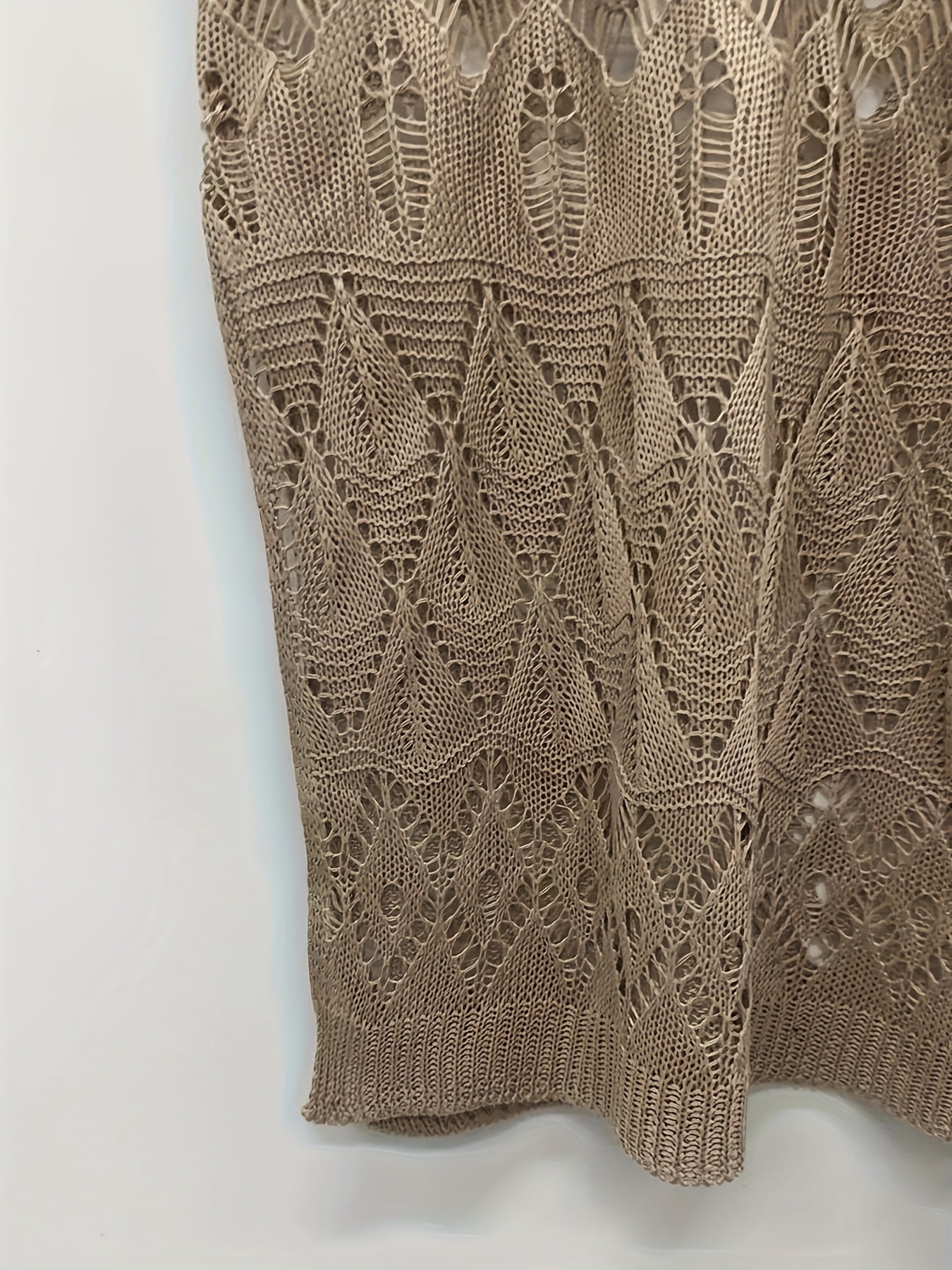 Semi-Sheer Lace Beach Cover-Up Dress with Side Slit and Cut-Out Details