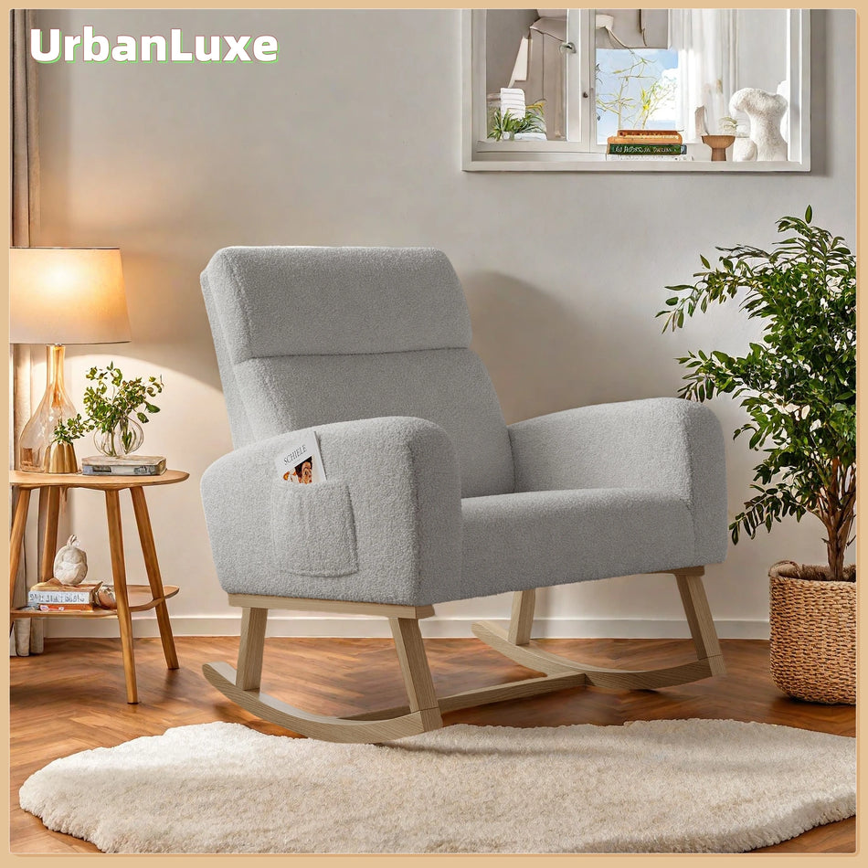 Urban Luxe Rocking Chair With Armrests And Storage Bags