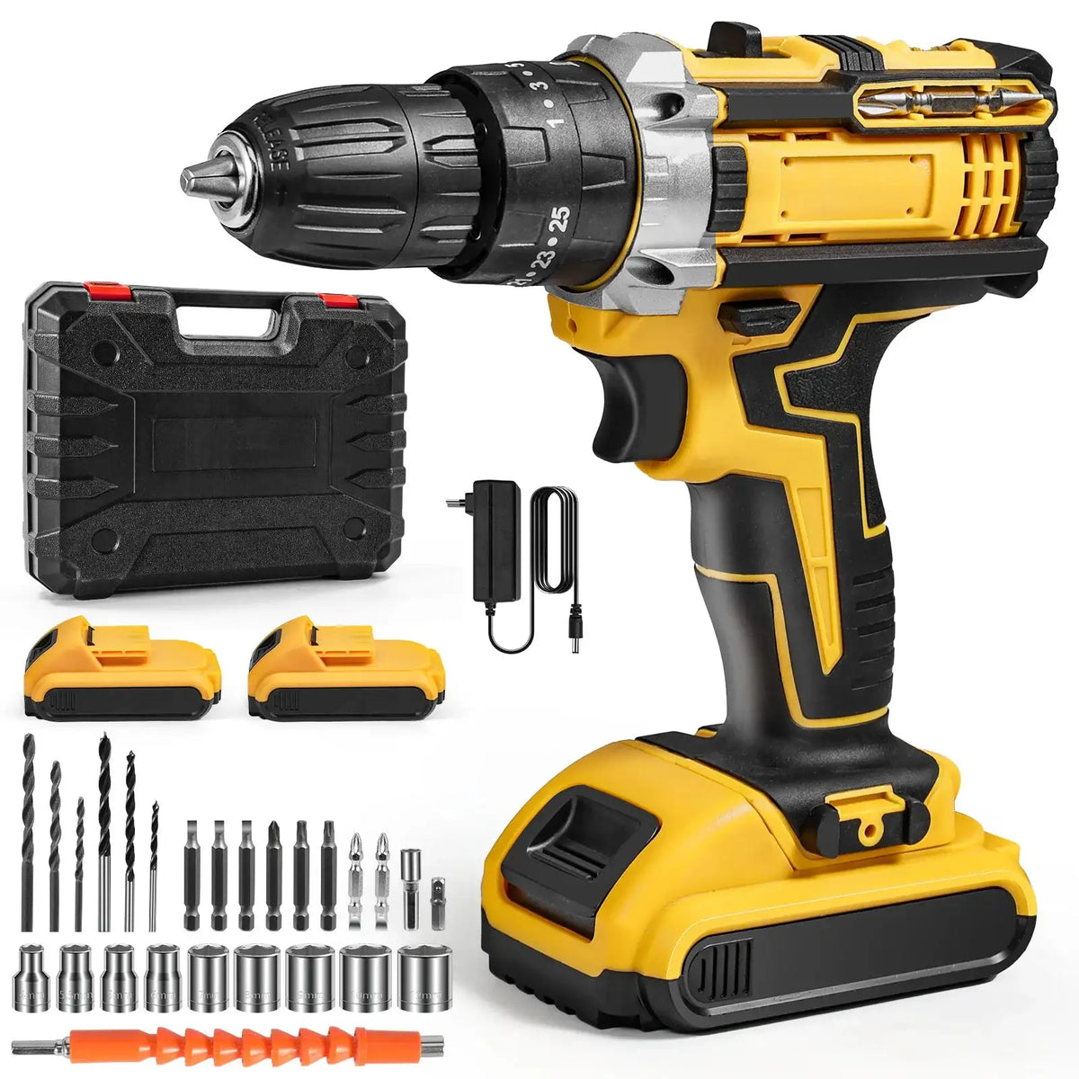DWiusty Cordless Impact Drill With 2 Batteries High Power Type C / france