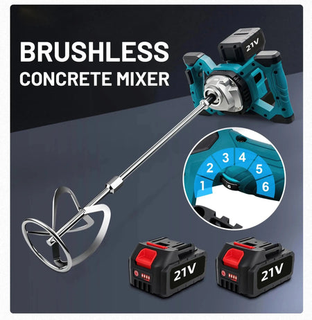 Brushless Cordless Concrete Mixer 6 Speed For Makita 18V