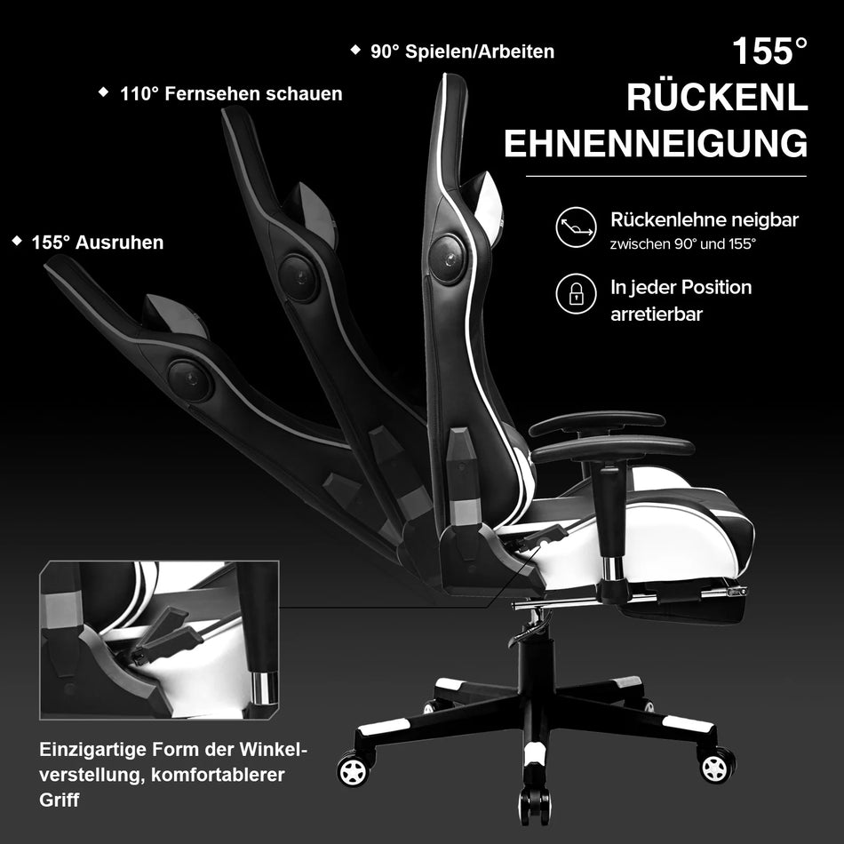 Кресло для игр GTPLAYER из кожи с подставками для ног и Bluetooth