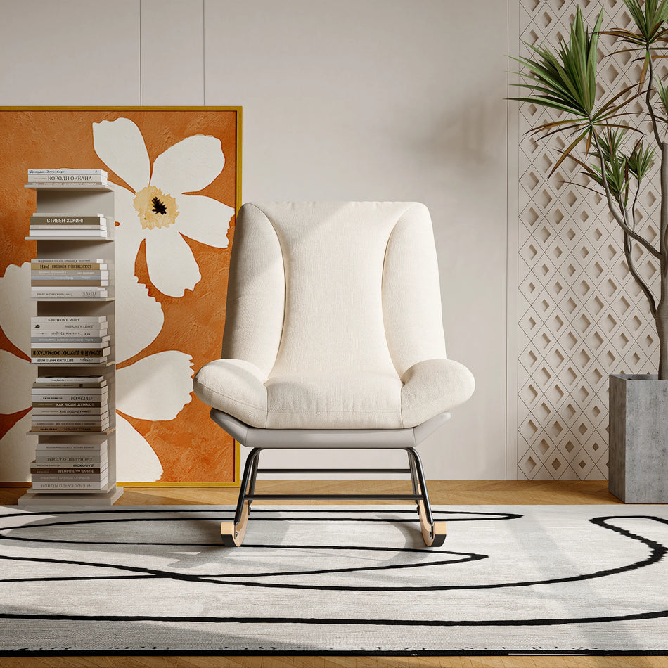 Городское роскошное кресло-качалка с 5-ступенчатой регулировкой спинки из льна