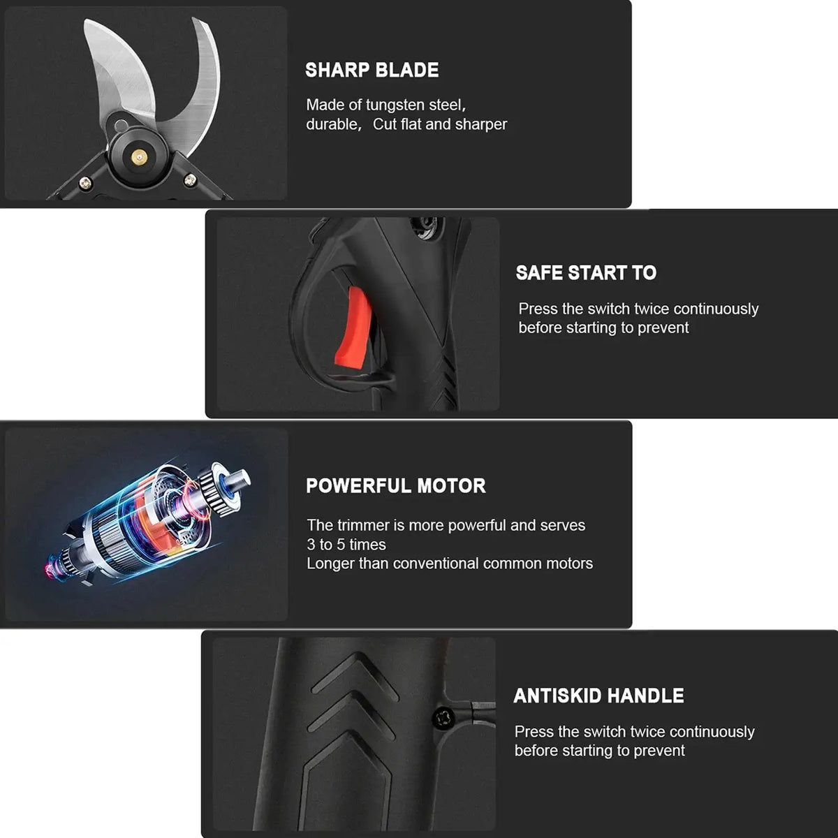 Brushless Cordless Pruner 25mm 1200W 21V Bonsai Power Tool